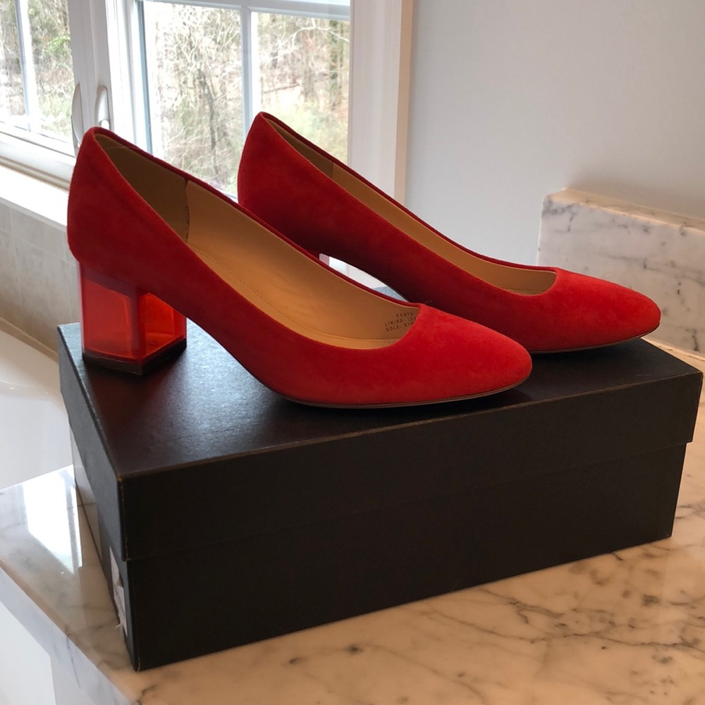 JCrew Made in Italy size 7 suede pumps with acetate heel